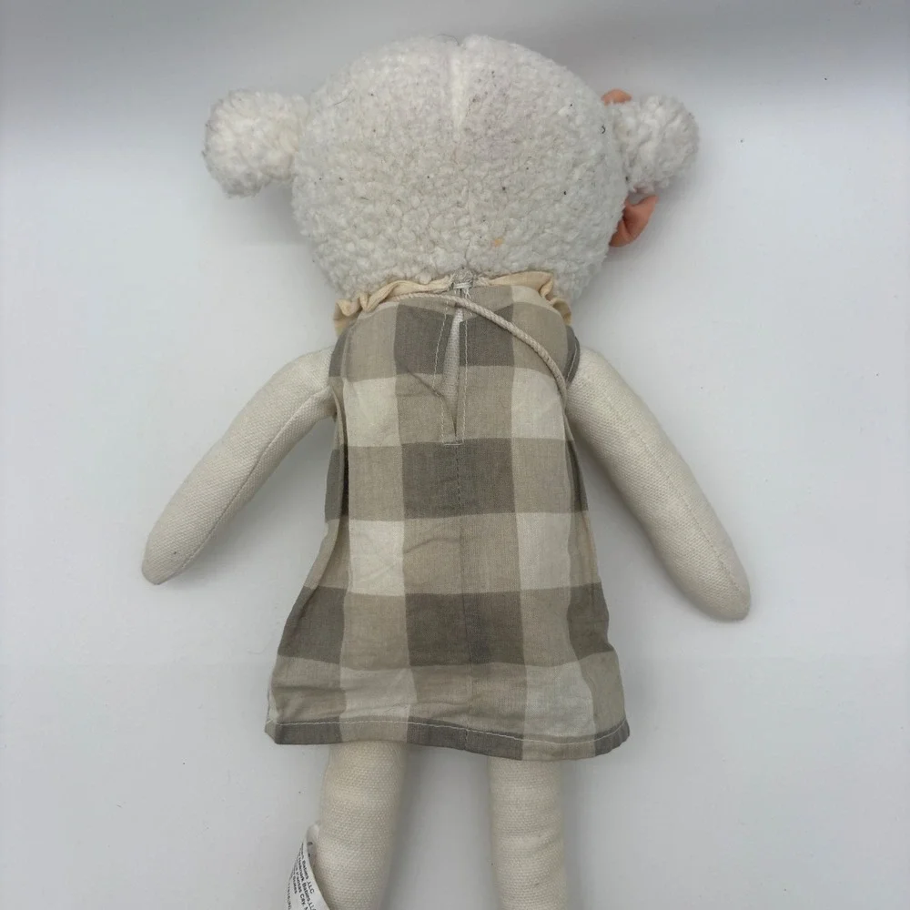 Hallmark Babies Lamb Plush Doll Brixie Gingham Dress Strawberry Purse Cream Tan